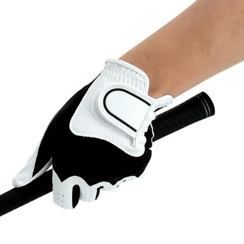 OEM Custom Service Genuine Leather Golf Gloves White and Black Color Breathable Waterproof UV Protection Sports with Custom Logo