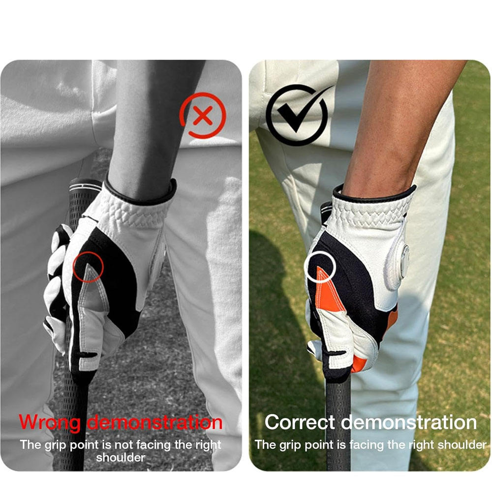 Durable Cabretta Leather Custom Printing Soft Sheepskin Golf Gloves with Breathable Palm Protection