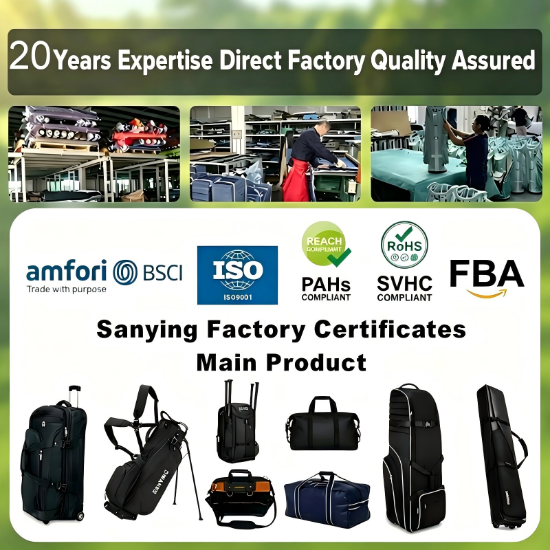 Wholesale PU Leather Lightweight Golf Cart Bag Multiple 10 Pockets 14-Way Dividers Adjustable Strap Golf Club Bag