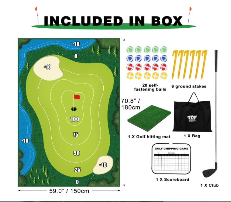 Chipping Golf and Dart Practice Mats Golf Game Training Mat Games for Family Kids Stick Chip Golf Set Backyard Game