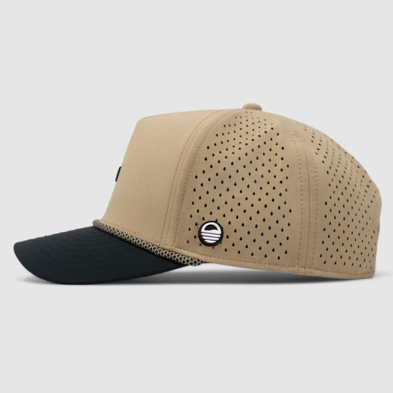 Custom Laser Cut Perforated 5 Panel Waterproof Cap M Hats Trucker Hat Curved Bill Performance Golf Hat With Mesh Rope