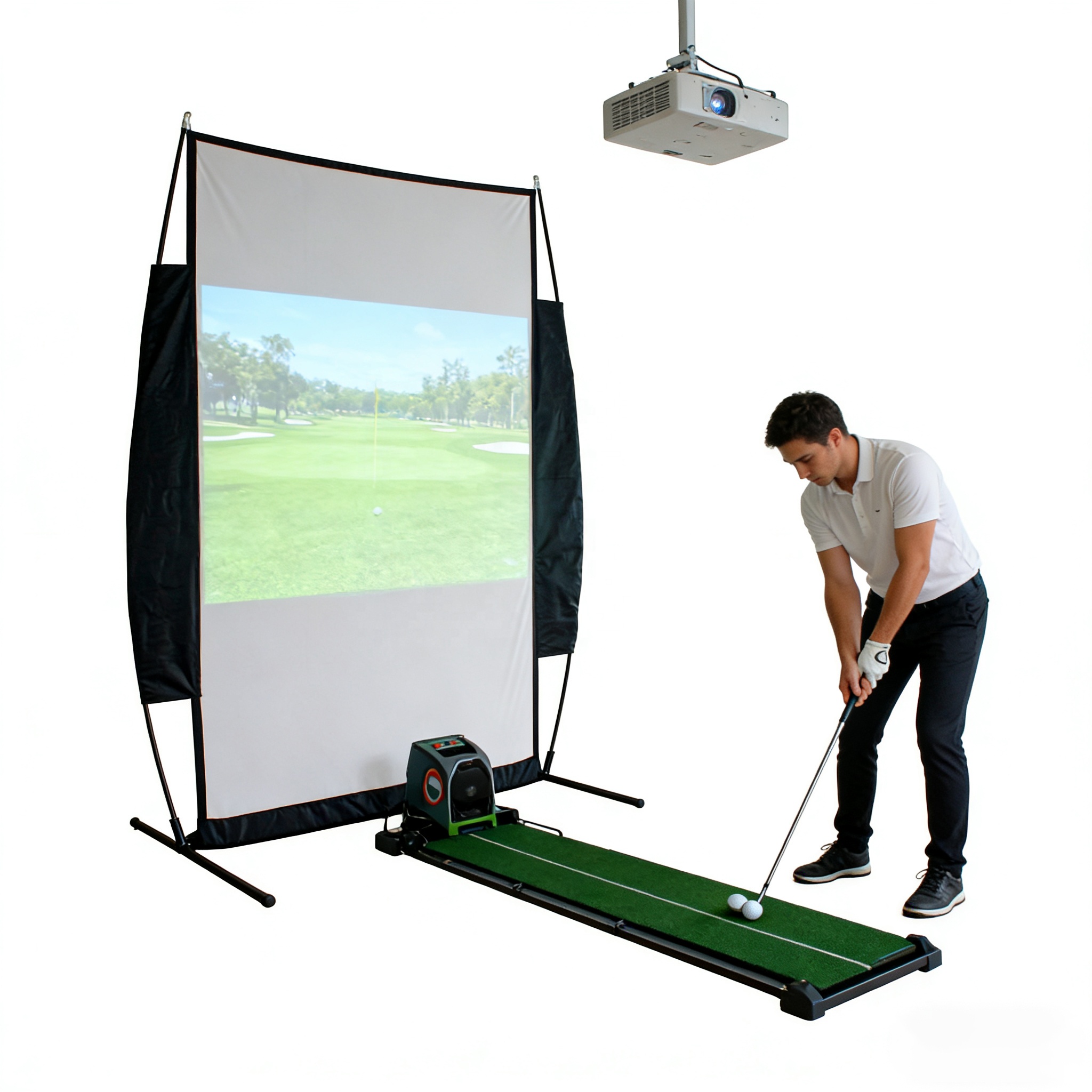 4 X 7 ft Golf Practice Hitting Simulator Net Can Be Equipped with Projector Mat Golf Ball and Tee