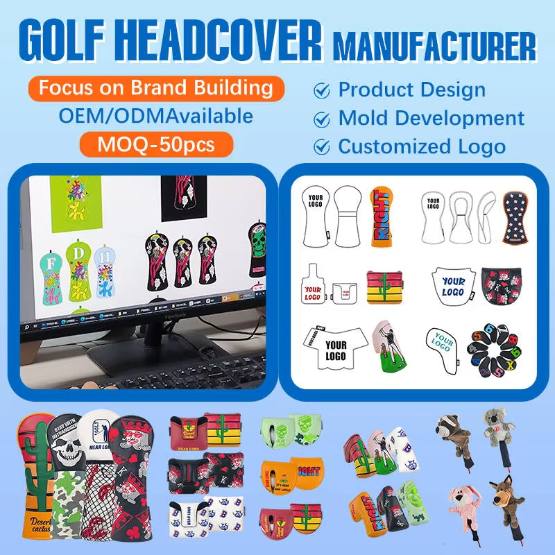 Golf Headcover &amp; Craft Oem Embossed Print Sublimation Printing Personalized Made Shape Style Chinese Crane Golf Headcover