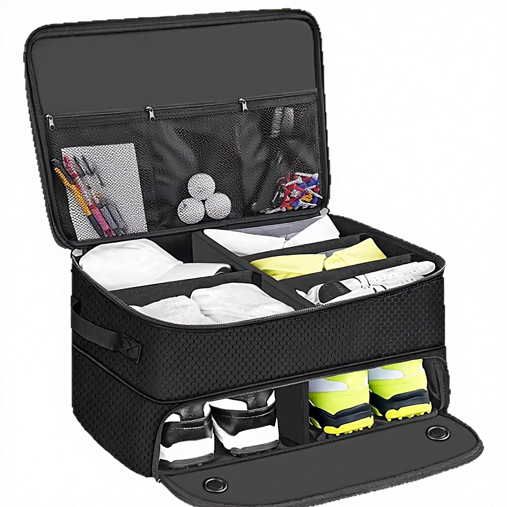 Golfers Storage Expandable Compartment Zipper Microfiber Synthetic Leather Large Capacity Golf Essential Accessories Air Cushion