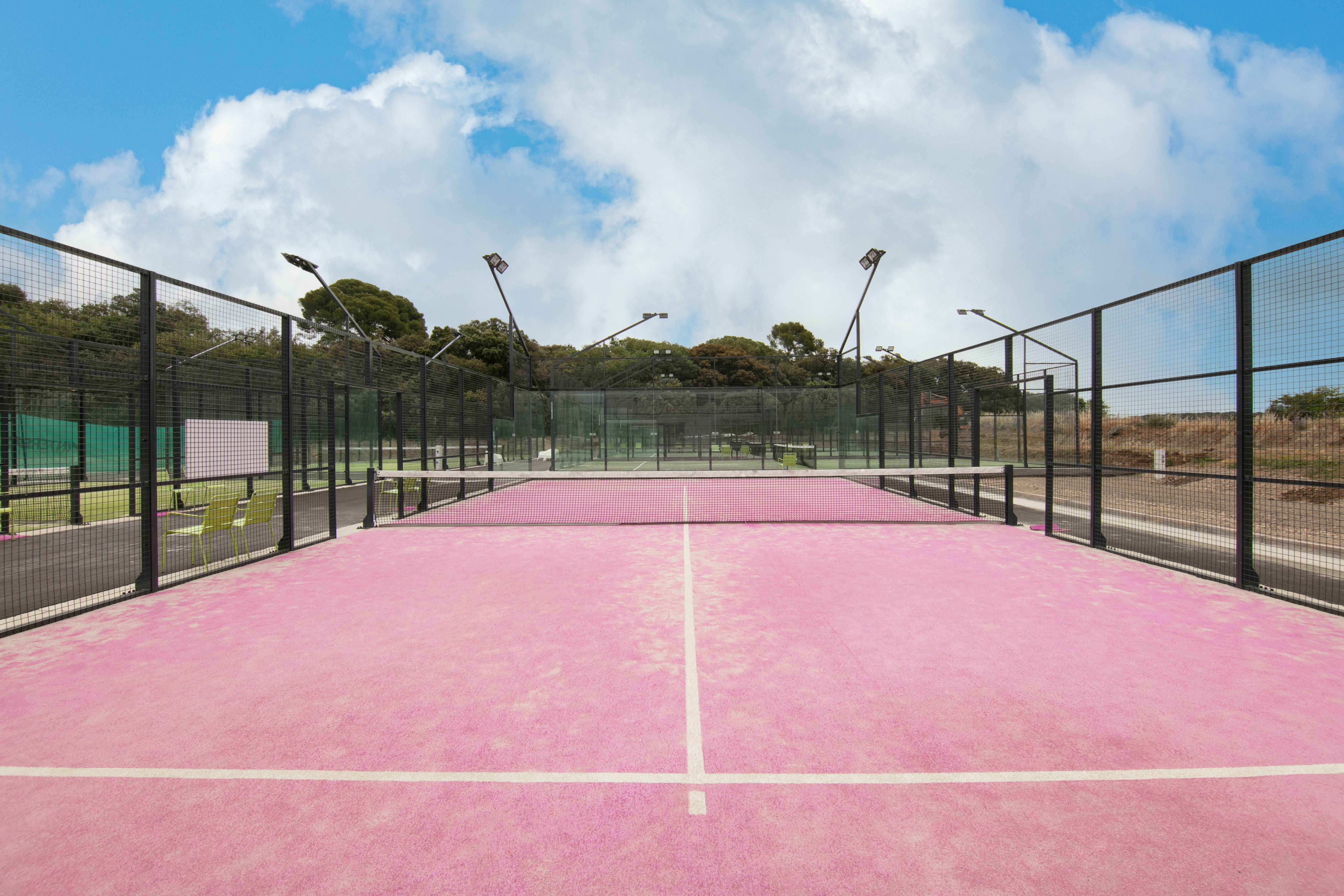 Premium Panoramic Outdoor Padel Court In Blue Single Tennis Court With 12mm High Artificial Grass For Construction Sports Use