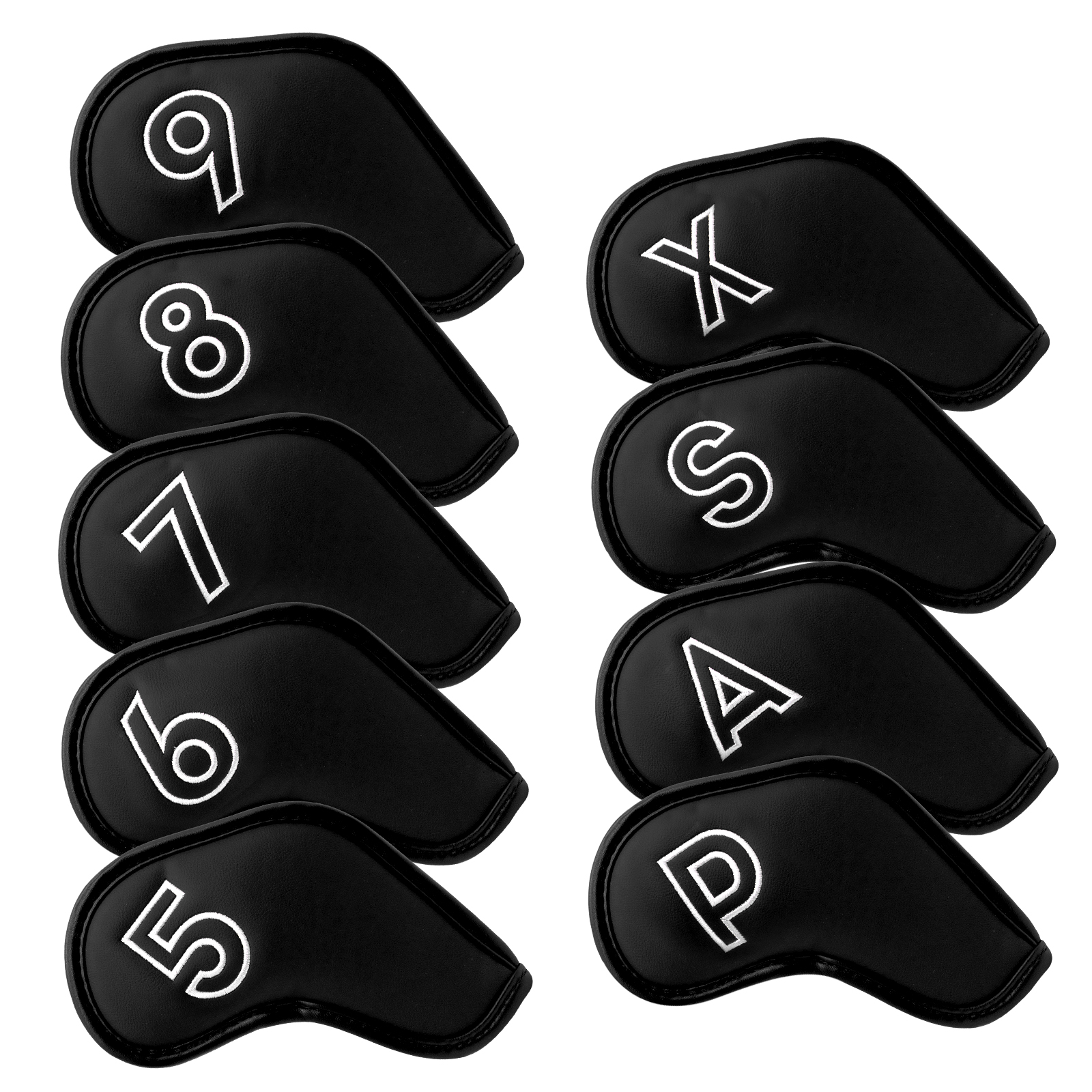 Manufacturer Custom Golf Club Headcover Embroidery Logo Golf Iron Head Covers 5-9 P,A,S,X Golf Iron Headcover Set