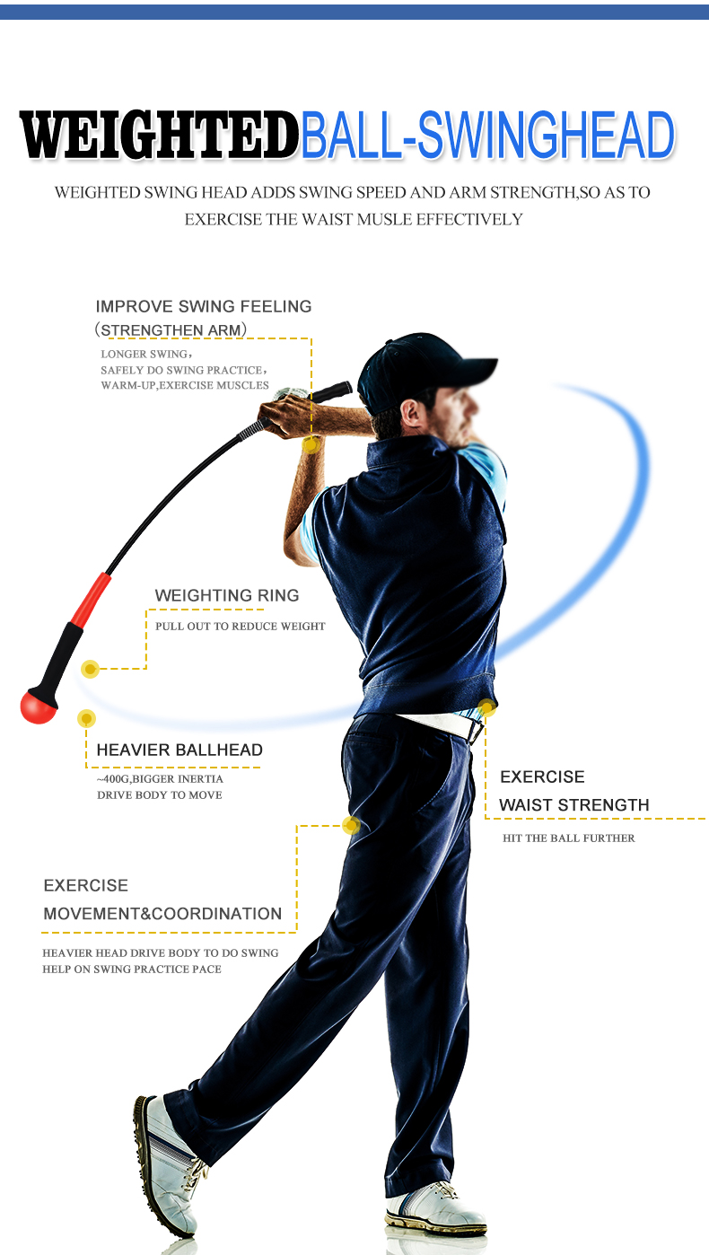 Wholesale OEM Perfect Golf Training Aids for Strength and Tempo Golf Warm up Stick Golf Training Equipment