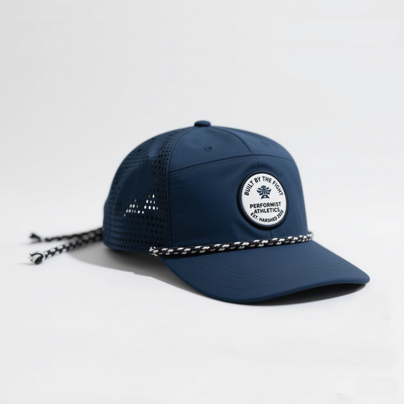 5 Panel Rubber Pvc Logo Rope Baseball Cap Waterproof Laser Cut Hole Perforated Baseball Cap Performance Fashion Baseball Cap