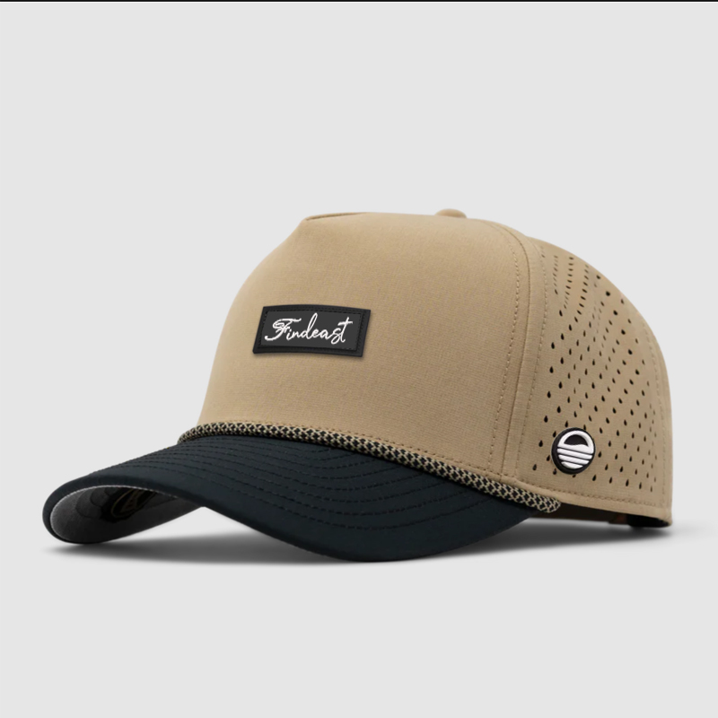 Custom Laser Cut Perforated 5 Panel Waterproof Cap M Hats Trucker Hat Curved Bill Performance Golf Hat With Mesh Rope