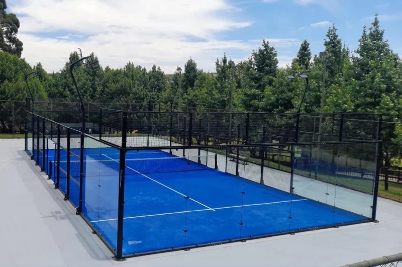 Premium Panoramic Outdoor Padel Court In Blue Single Tennis Court With 12mm High Artificial Grass For Construction Sports Use