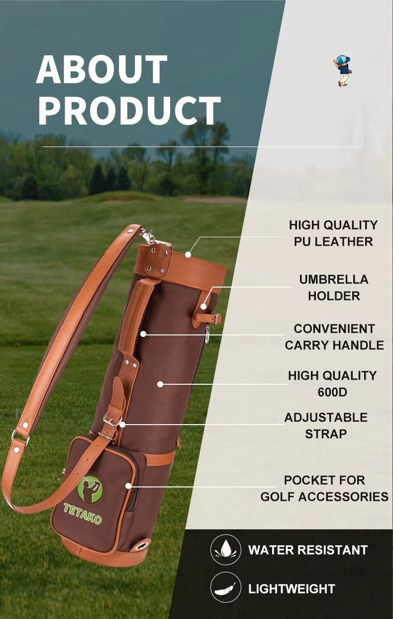 OEM PU Leather Outdoor Club Carry Staff Half Golf Bag Travel Storage Bag Waterproof Lightweight Portable Golf Accessories Bag
