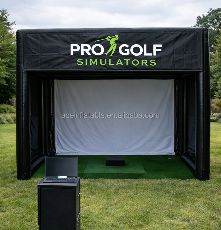 Portable Indoor Outdoor Golf Simulator Launch Monitor Hitting Bay Golf Simulator Impact Screen Inflatable Golf Enclosure Tent
