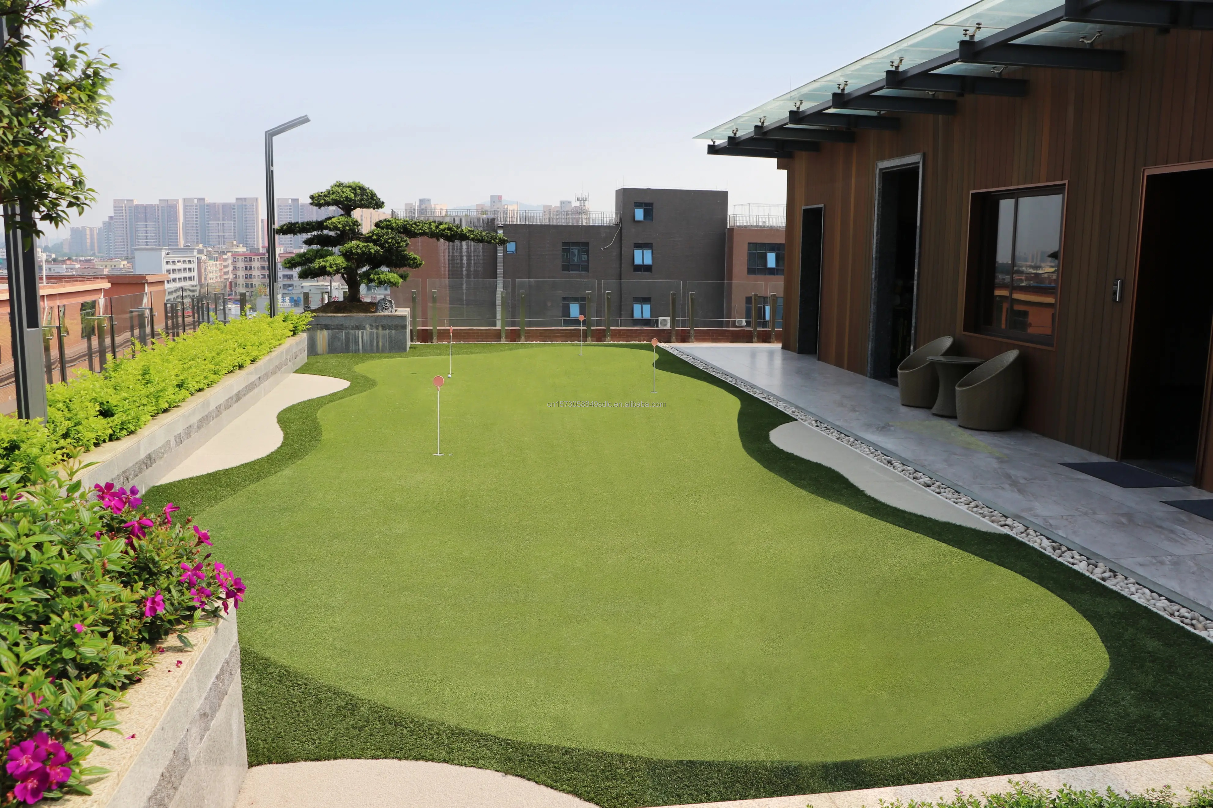High Density 42000 Polypropylene SSG Tee35 Green Golf Course Tee Turf Mat 35mm Pile Height Eco-Friendly Artificial Grass