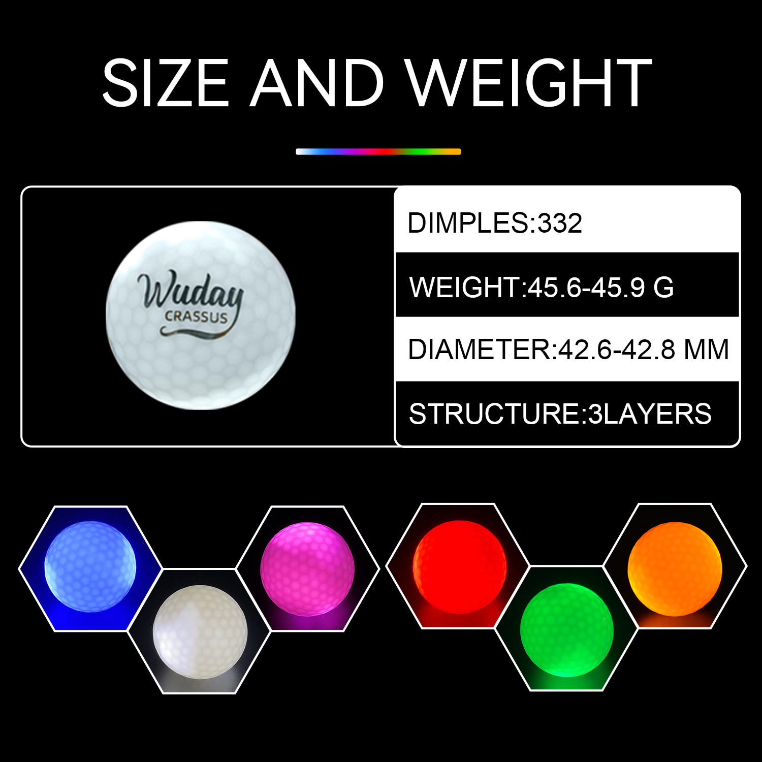 Manufacturer Led Golf Ball Custom Package Led Light up Golf Balls Night Light Golf Training Practice Ball