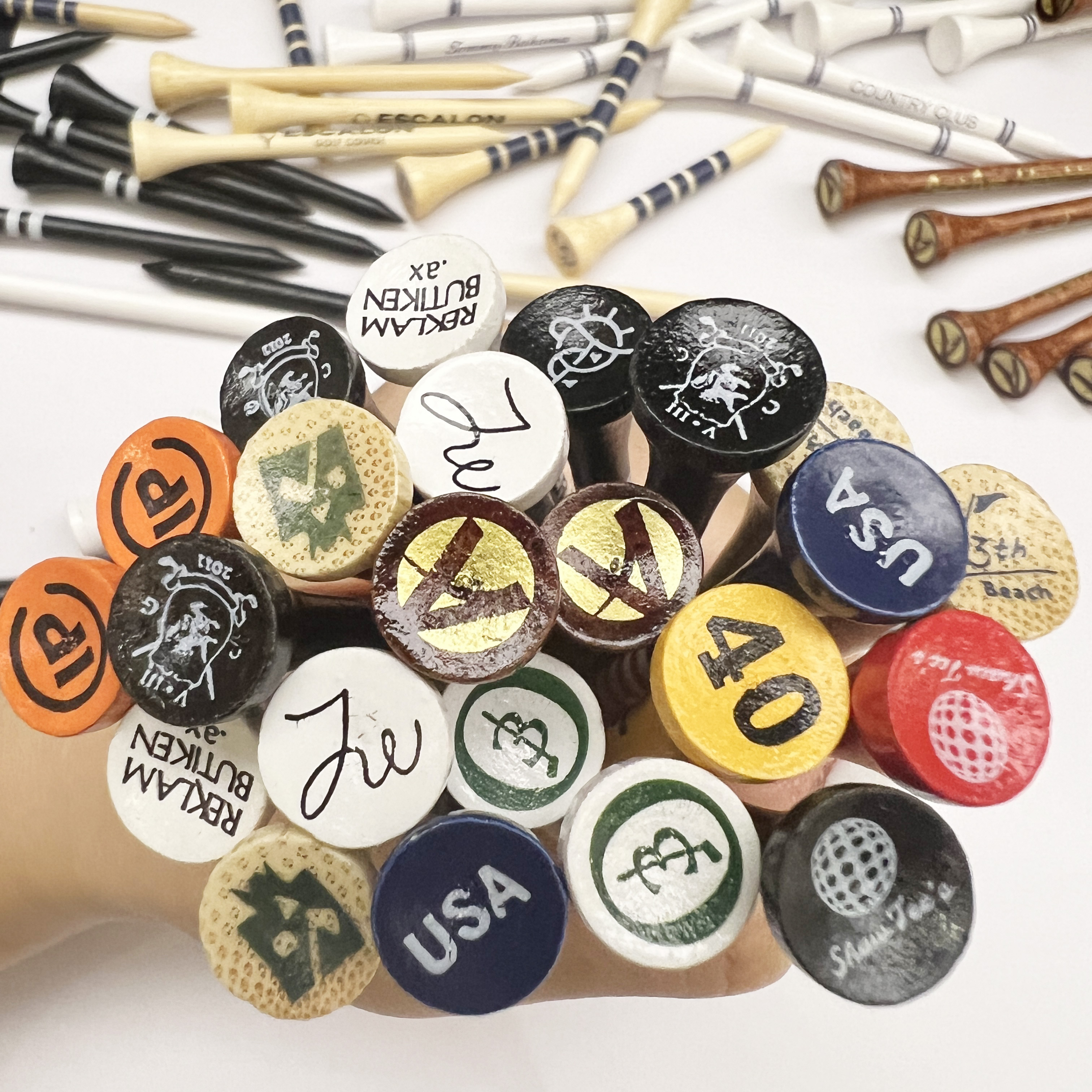 Biodegradable 100% White 83/70/54mm Wooden Bamboo Golf Tee With Custom Logo Print