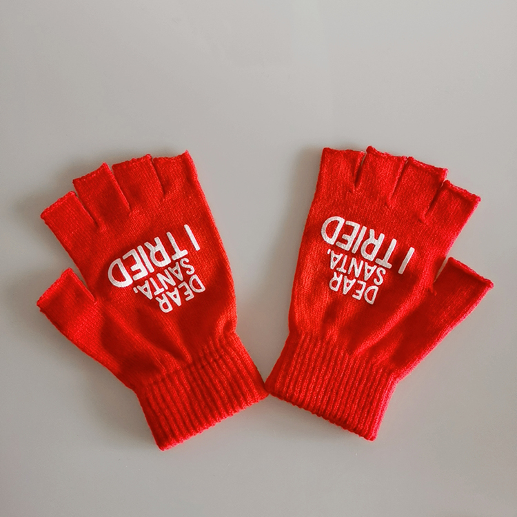 Fashion Design Custom Your Own Logo Fingerless Gloves Custom Logo Knitted Gloves