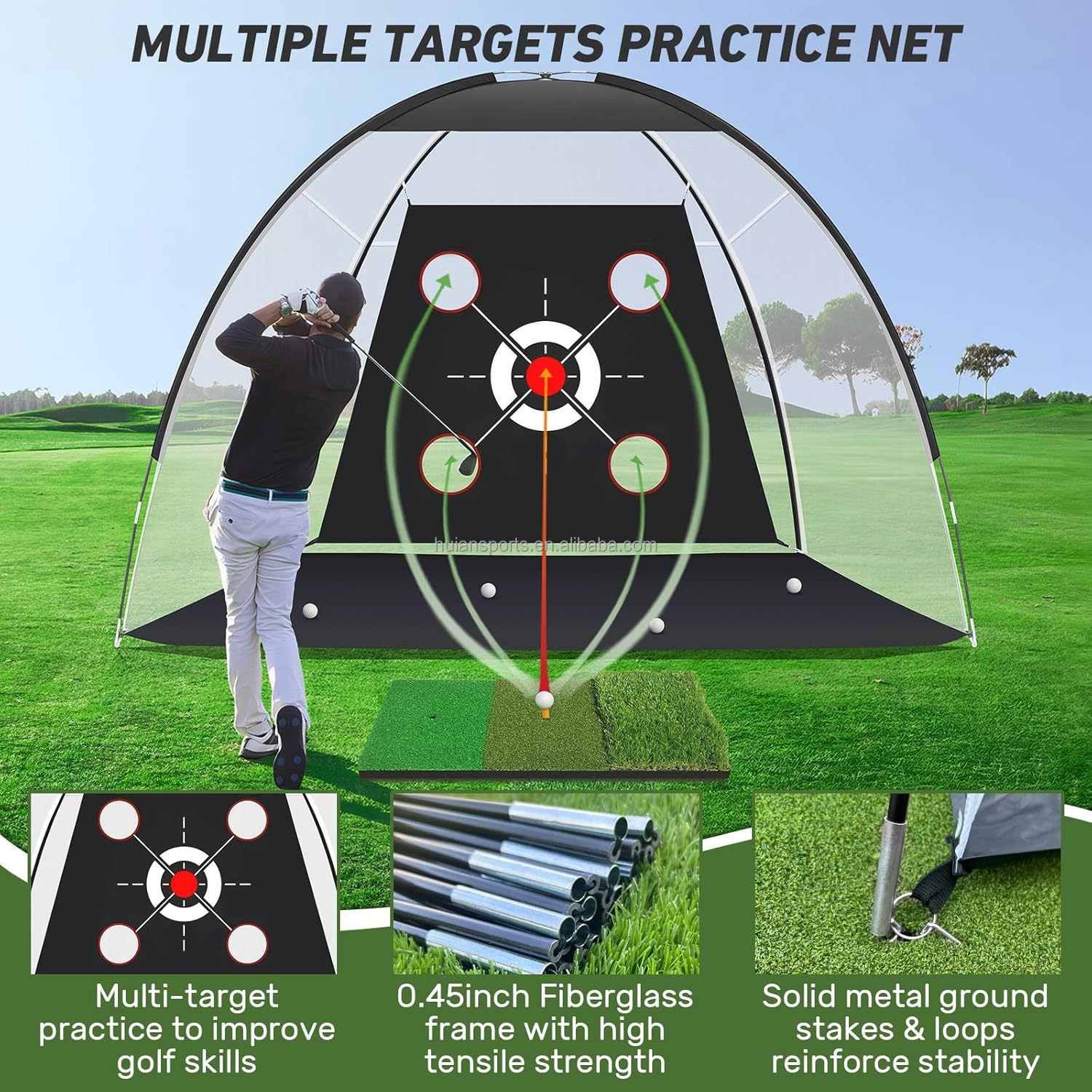 Factory Wholesale Professional Large Outdoor Indoor Golf Practice Net Portable Golf Training Net for Backyard