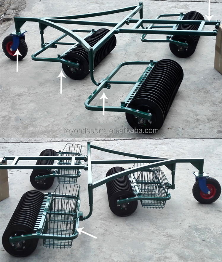 Golf Course Equipment Golf Range Picker 3 Section Golf Ball Pick up Harvester Machine With Basket