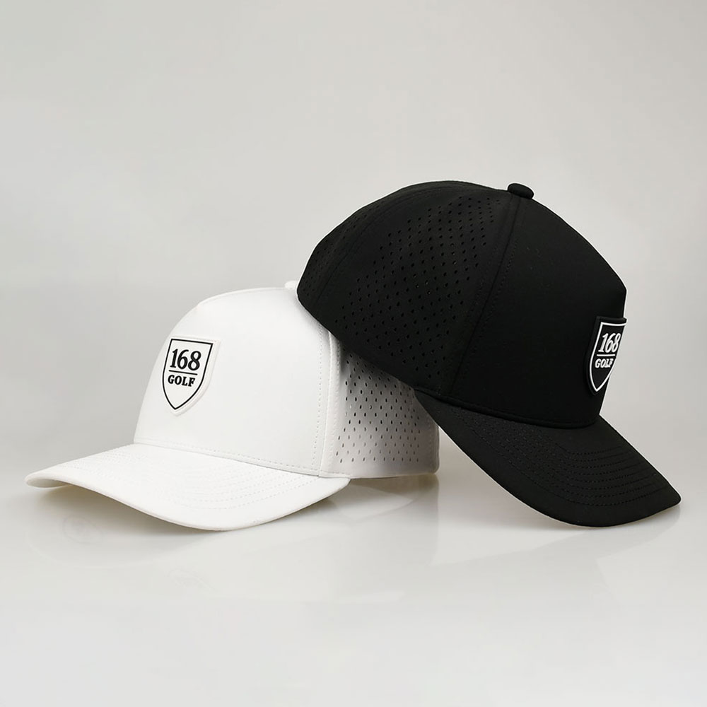 Custom Embroidered Logo 5 Panel Rope Baseball Caps Waterproof Polyester Laser Cut Hole Perforated Golf Hat with Ball Marker