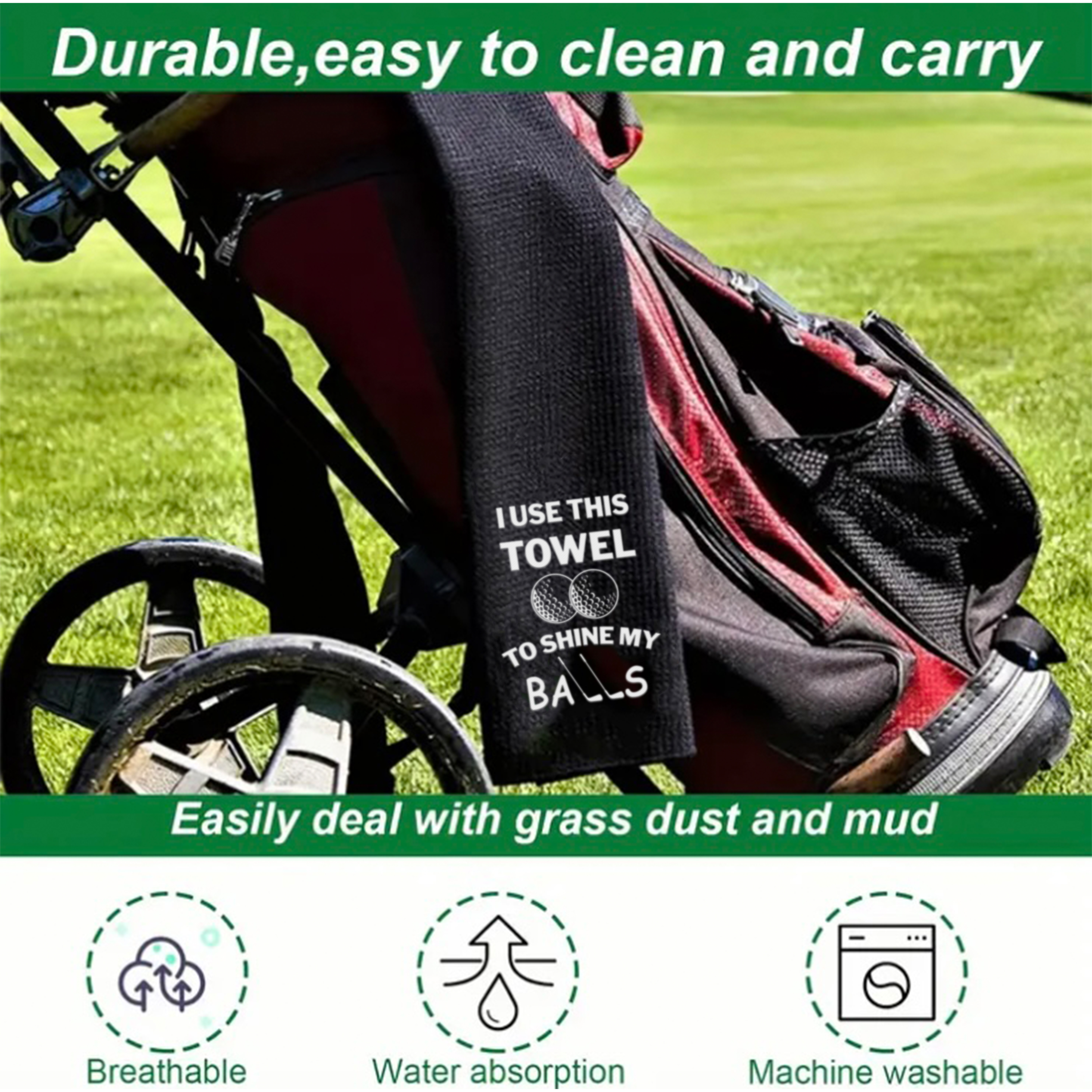 Custom Logo Printed Microfiber Woven Rectangle Quick-Dry Golf Towel With Embroidery Logo