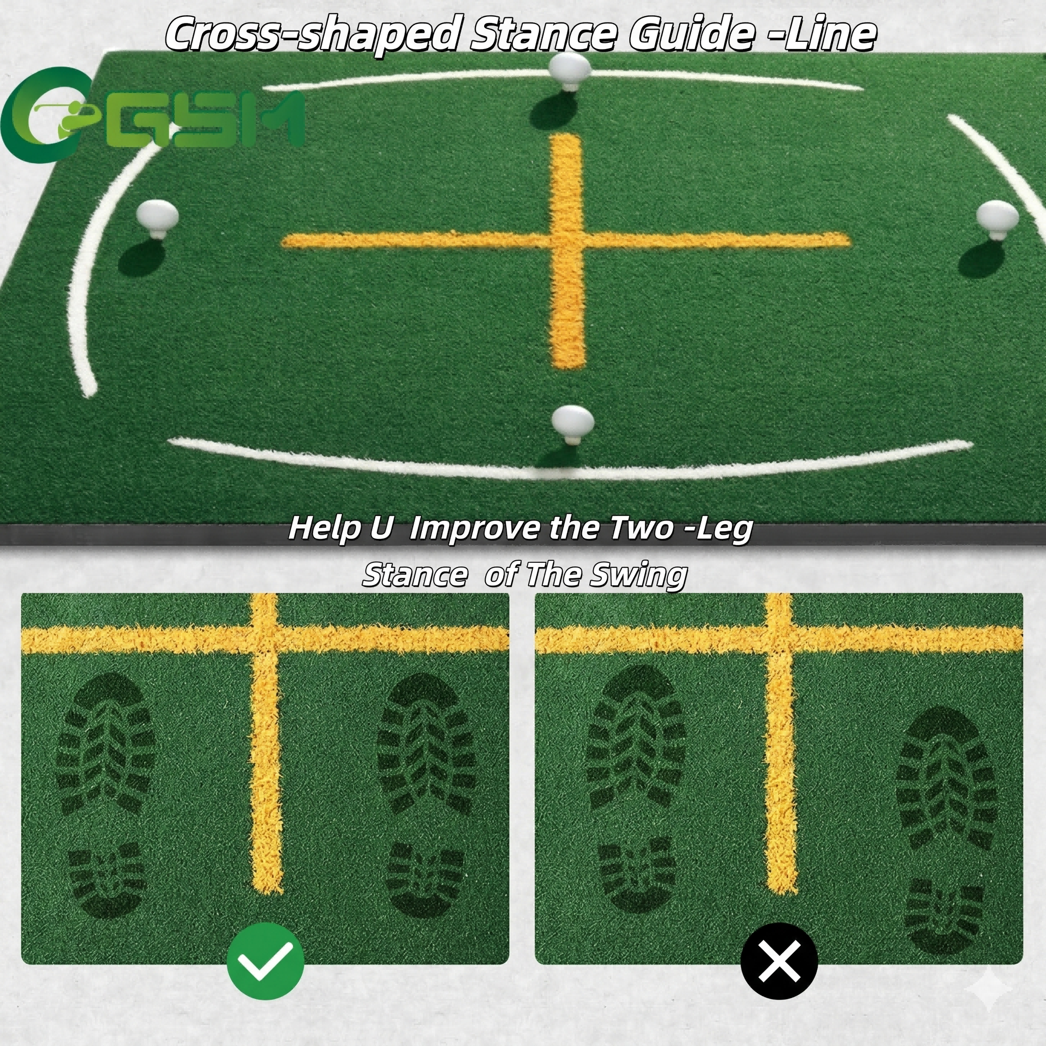 GSM Yousee Swing Practice 3D Mat Indoor and Outdoor Golf Simulator Teaching Mat Golf Training Aids