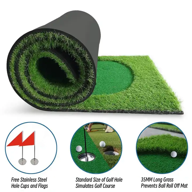 3.3x 10 Feet Golf Course Equipment Training Advanced Thickening Golf Putting Green, Green Long Challenge Putter Indoor &amp; Outdoor
