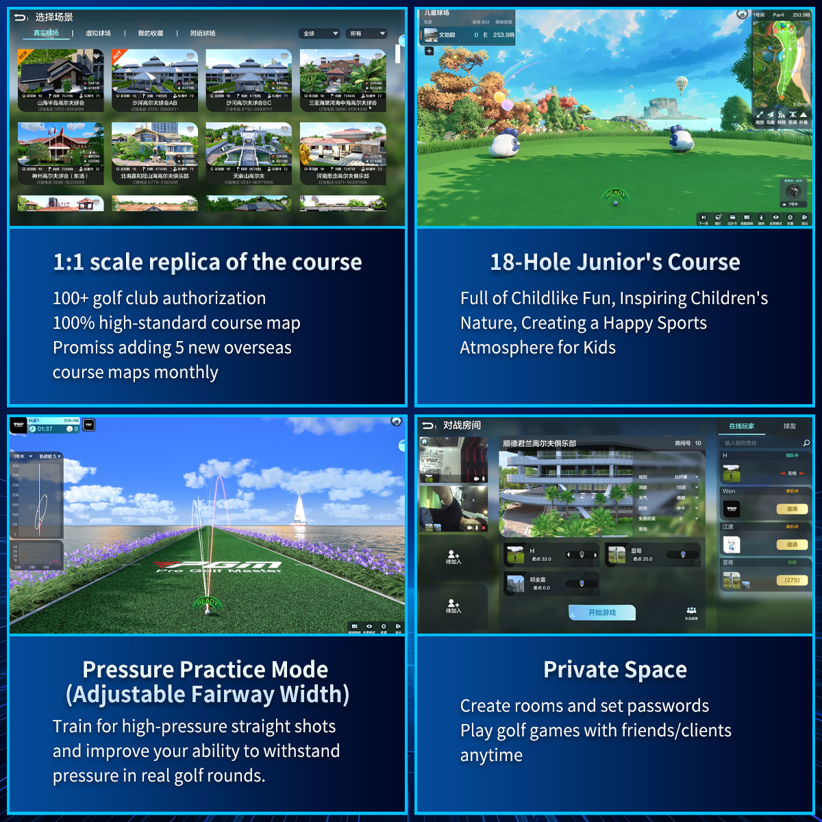 PGM P8 Indoor Residential Golf Simulator System Full Set 3D Practice Range Simulators for Home or Business Use