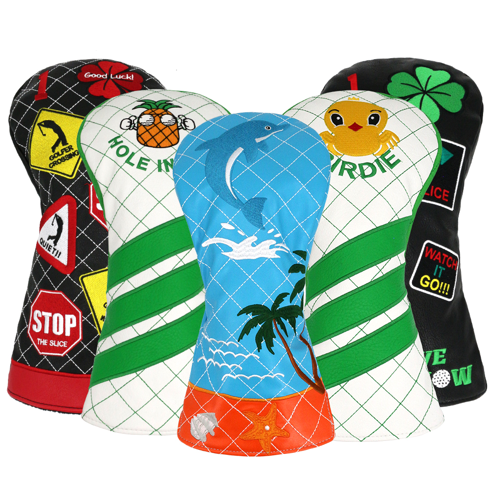 Custom Logo 3D Embroidery Waterproof PU Magnetic Customized Golf Driver Head Covers