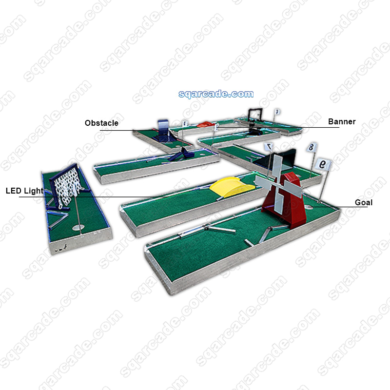 Outdoor LED Mini Golf Electric Golf Accessories Kit With Turf Mats Outdoor Playground Equipment Mobile Golf Simulator