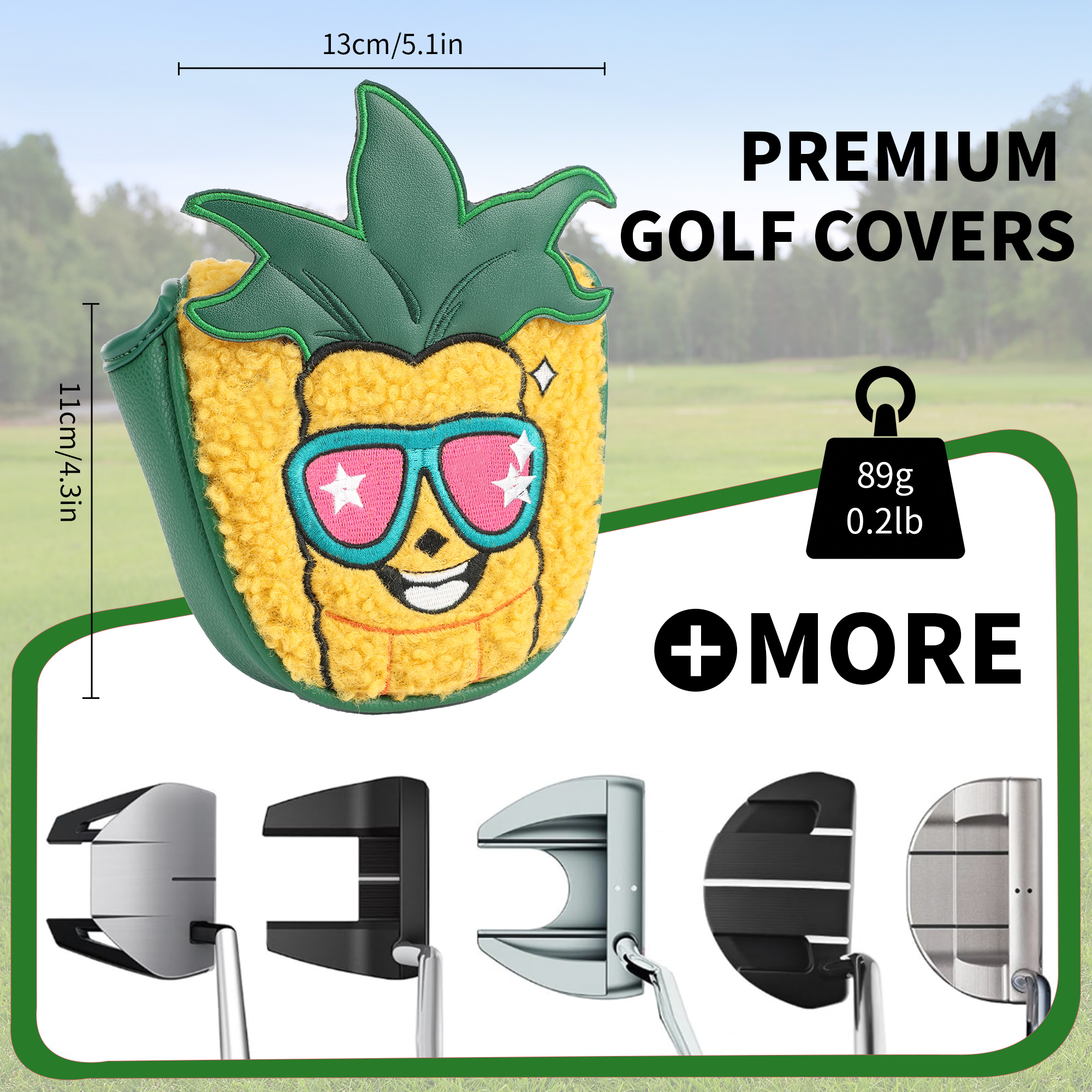 In Stock Factory Wholesale Price Pineapple Design Golf Putter Club Head Covers ,Custom Logo Headcovers Premium Pu Golf Headcover