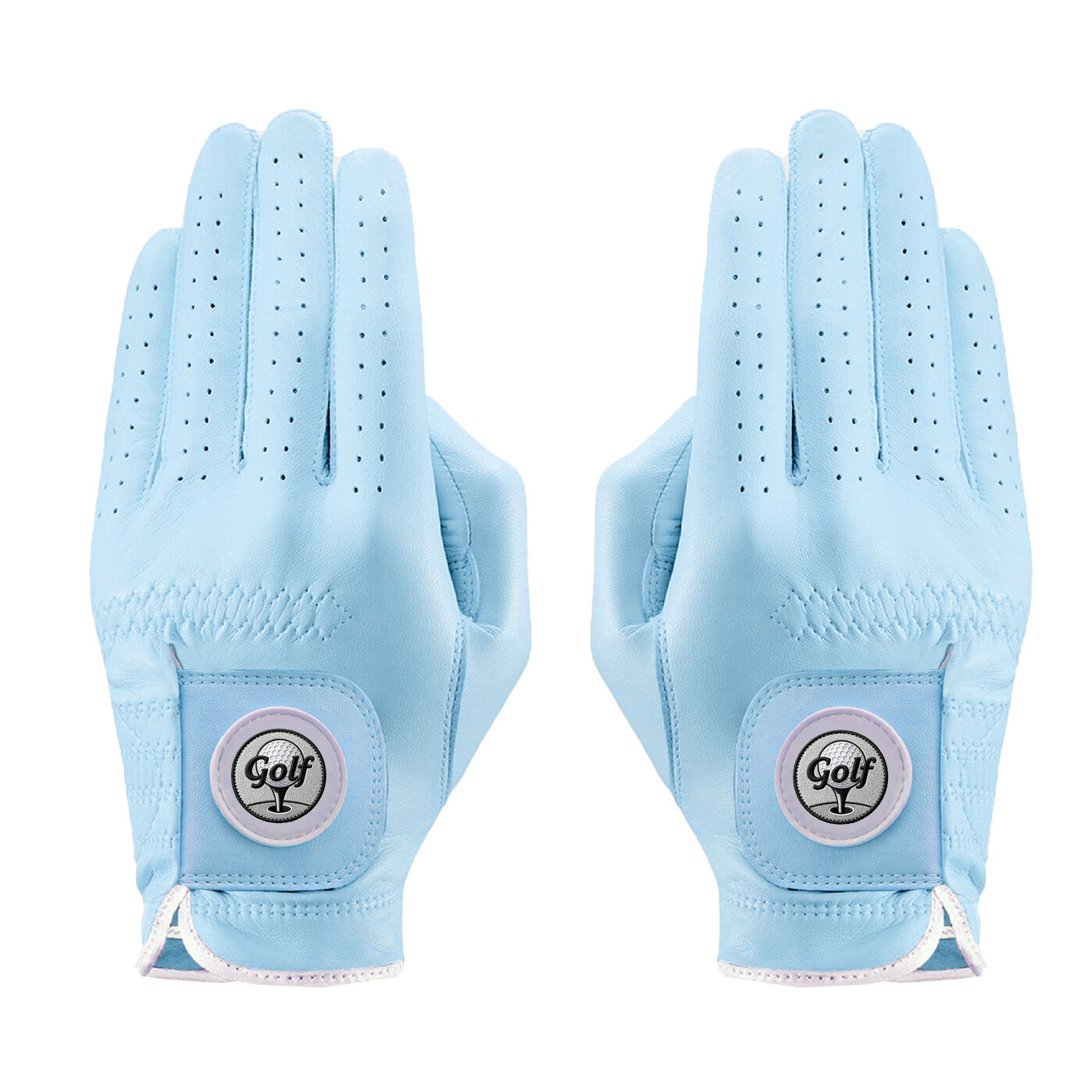Professional Printed Anti Slip Great Feel Soft Fabric White Golf Gloves Model Glove Adult Outdoor Indoor Durable Genuine Golf
