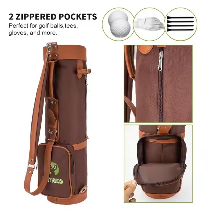OEM PU Leather Outdoor Club Carry Staff Half Golf Bag Travel Storage Bag Waterproof Lightweight Portable Golf Accessories Bag