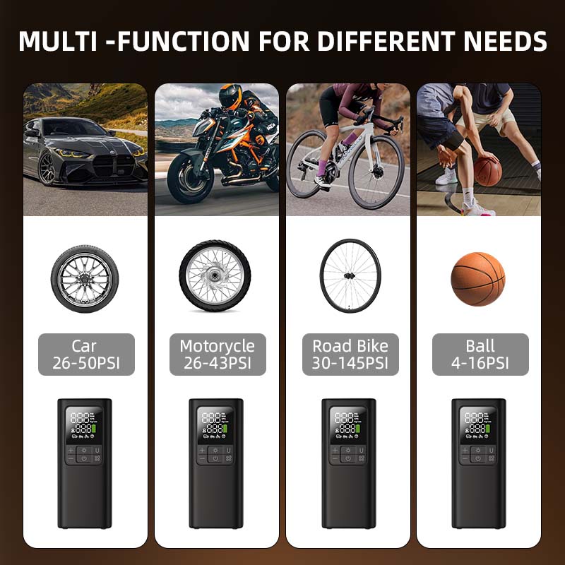 Smart Wireless Tire Air Pump With USB Charging Power Bank Function Digital Display For Quick Car Bike Inflation Emergency Light