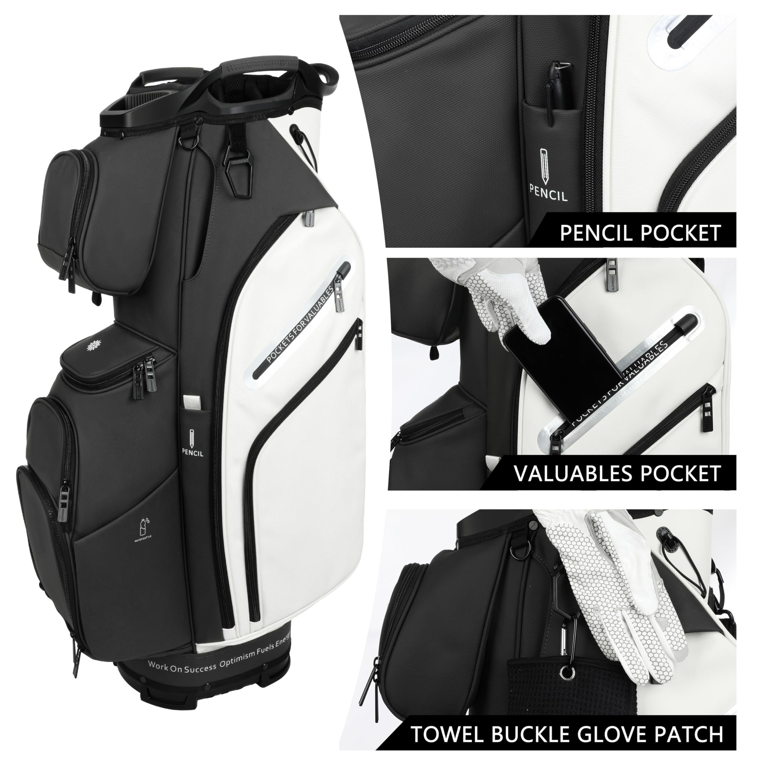 Wholesale PU Leather Lightweight Golf Cart Bag Multiple 10 Pockets 14-Way Dividers Adjustable Strap Golf Club Bag