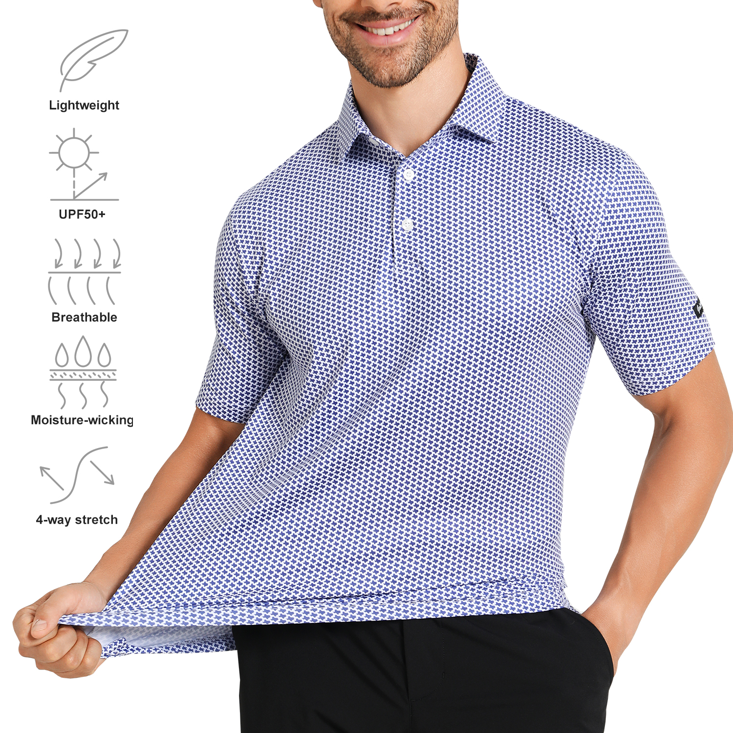 Custom Logo Design 80% Polyester 20% Spandex Pattern Allover Printing Oversized Quick Dry Slim Fit Golf Polo Shirts