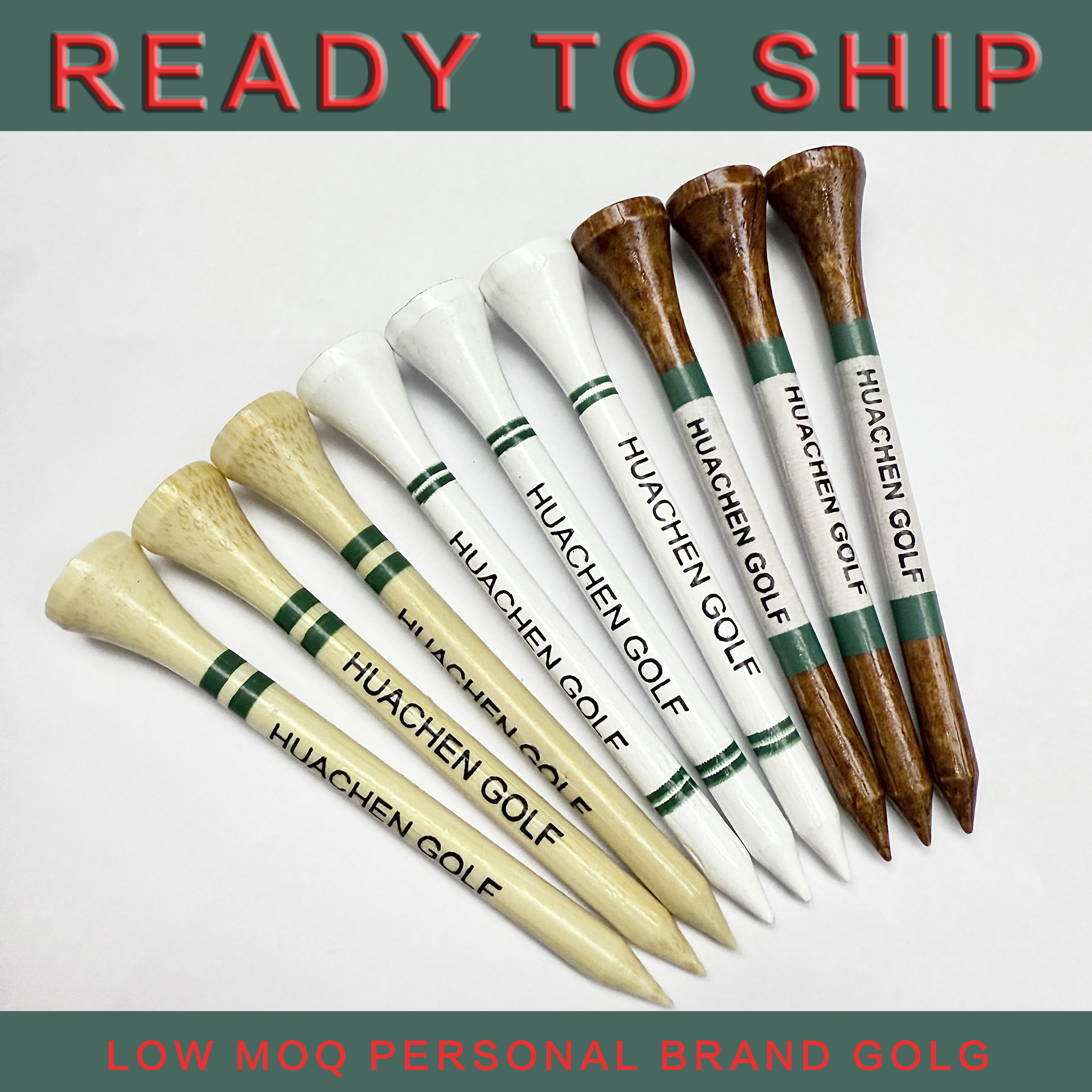 Biodegradable 100% White 83/70/54mm Wooden Bamboo Golf Tee With Custom Logo Print