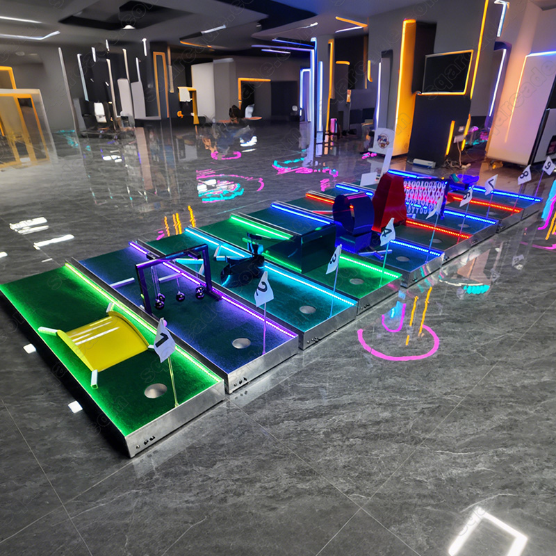 Outdoor LED Mini Golf Electric Golf Accessories Kit With Turf Mats Outdoor Playground Equipment Mobile Golf Simulator