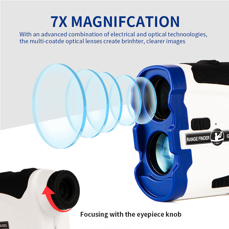 600m Laser Golf Rangefinder IP54 Rated 7X Magnification Outdoor Sports