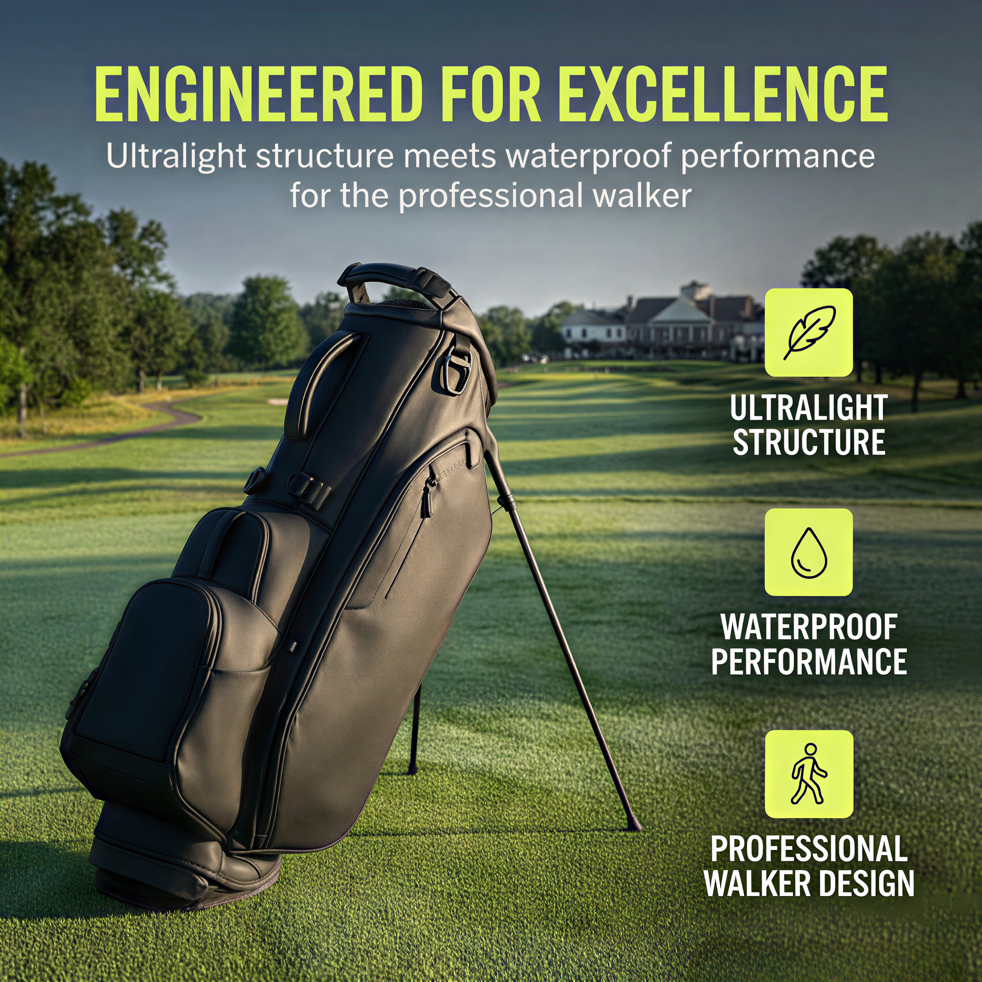 Custom Vintage Waterproof PU Leather Golf Stand Bag Lightweight Durable 4-Color Golf Bags