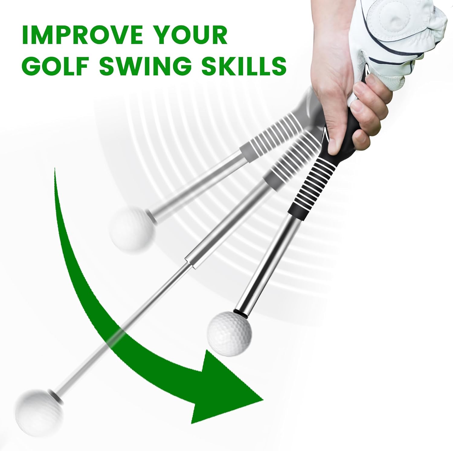 Retractable Golf Swing Trainer Rhythm Click Sound Warm-up Trainer for Strength &amp; Tempo Training Golf Training Aid