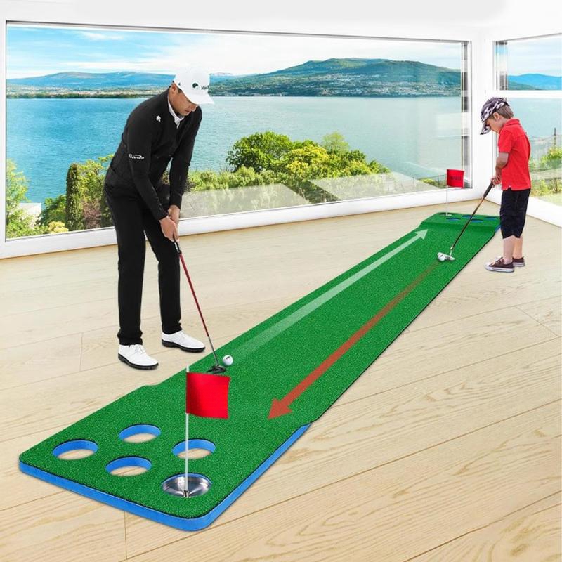 Portable Mini Golf Course Set for Adults Outdoor Putting Practice Golf Practice Mat with 2 Putters