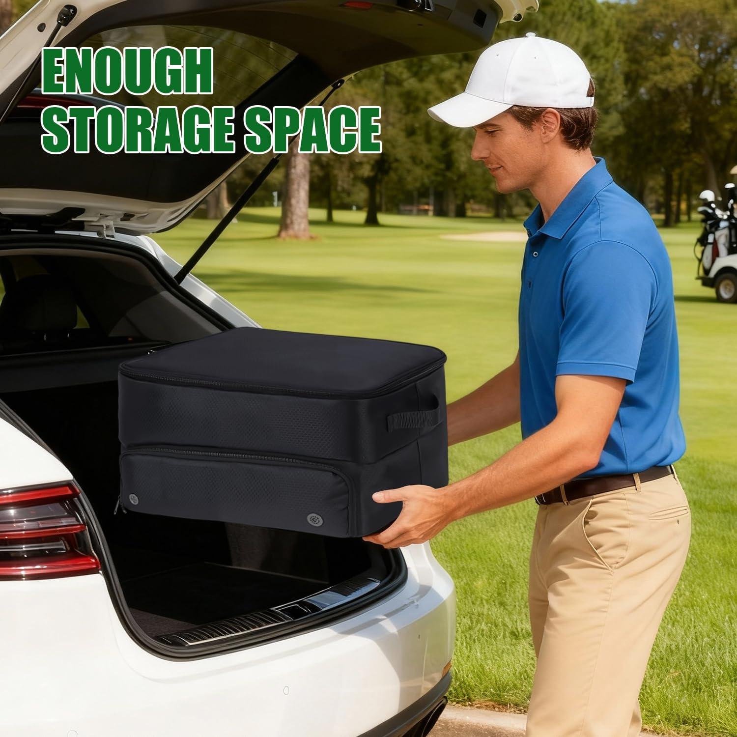 Waterproof 600D Oxford Golf Trunk Organizer with Divided Compartments for Golf Course and Travel Use