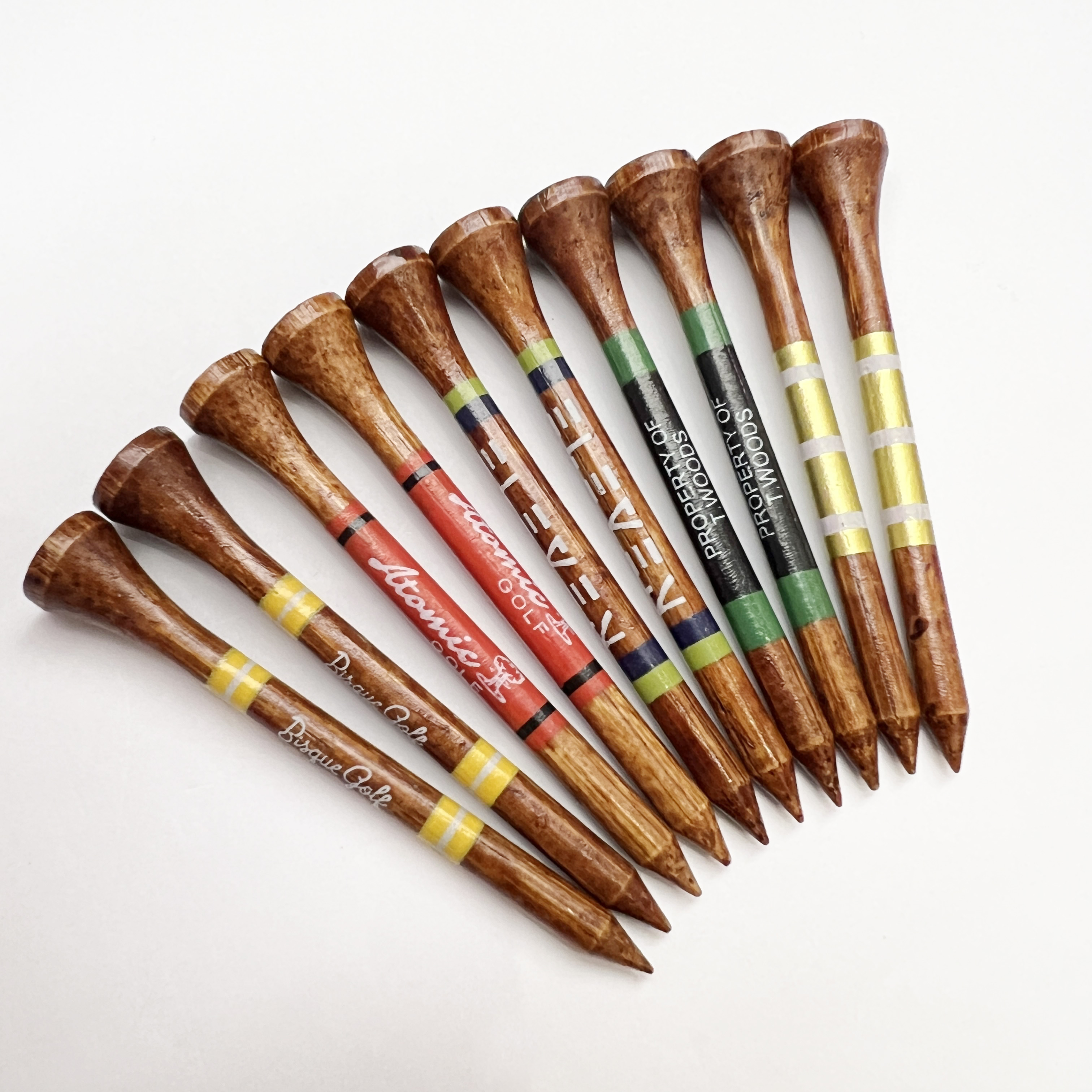 Factory Custom Bamboo Golf Tees With Wooden Logo 83/70/54mm Sizes Durable 83mm Length Color Stripes