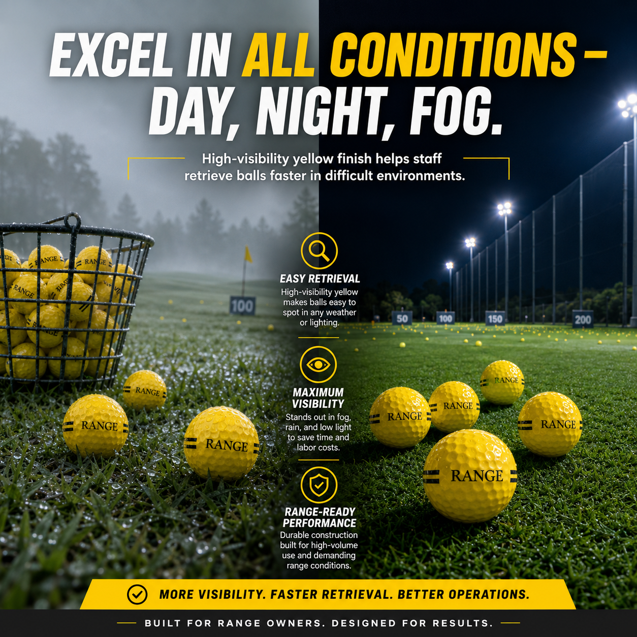 Long-Lasting Two-Piece Golf Range Balls High Durability for Indoor Simulator &amp; Outdoor Practice