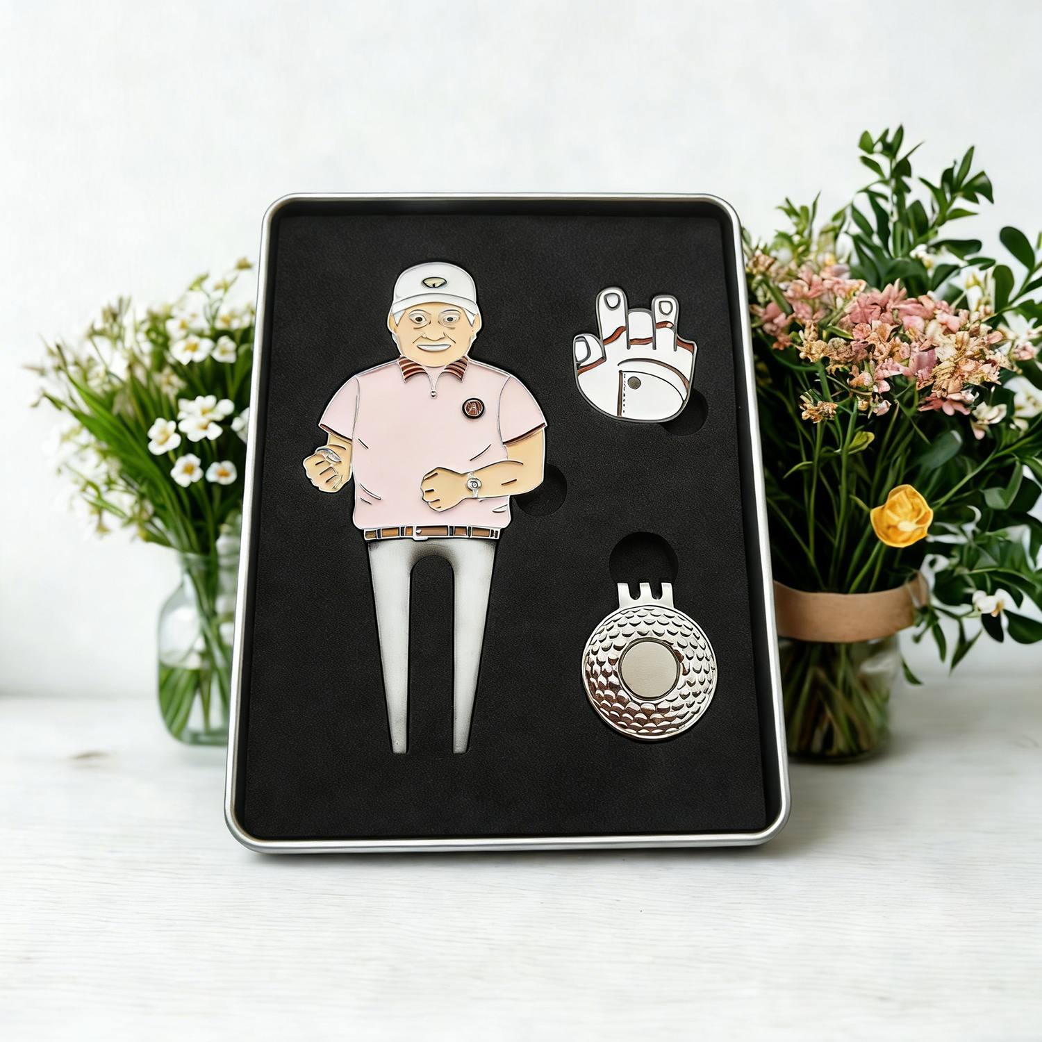 Tournament Souvenir Golf Gift Set Custom Magnetic Ball Marker High Quality Golf Pitchfork Best Price Poker Chip Set