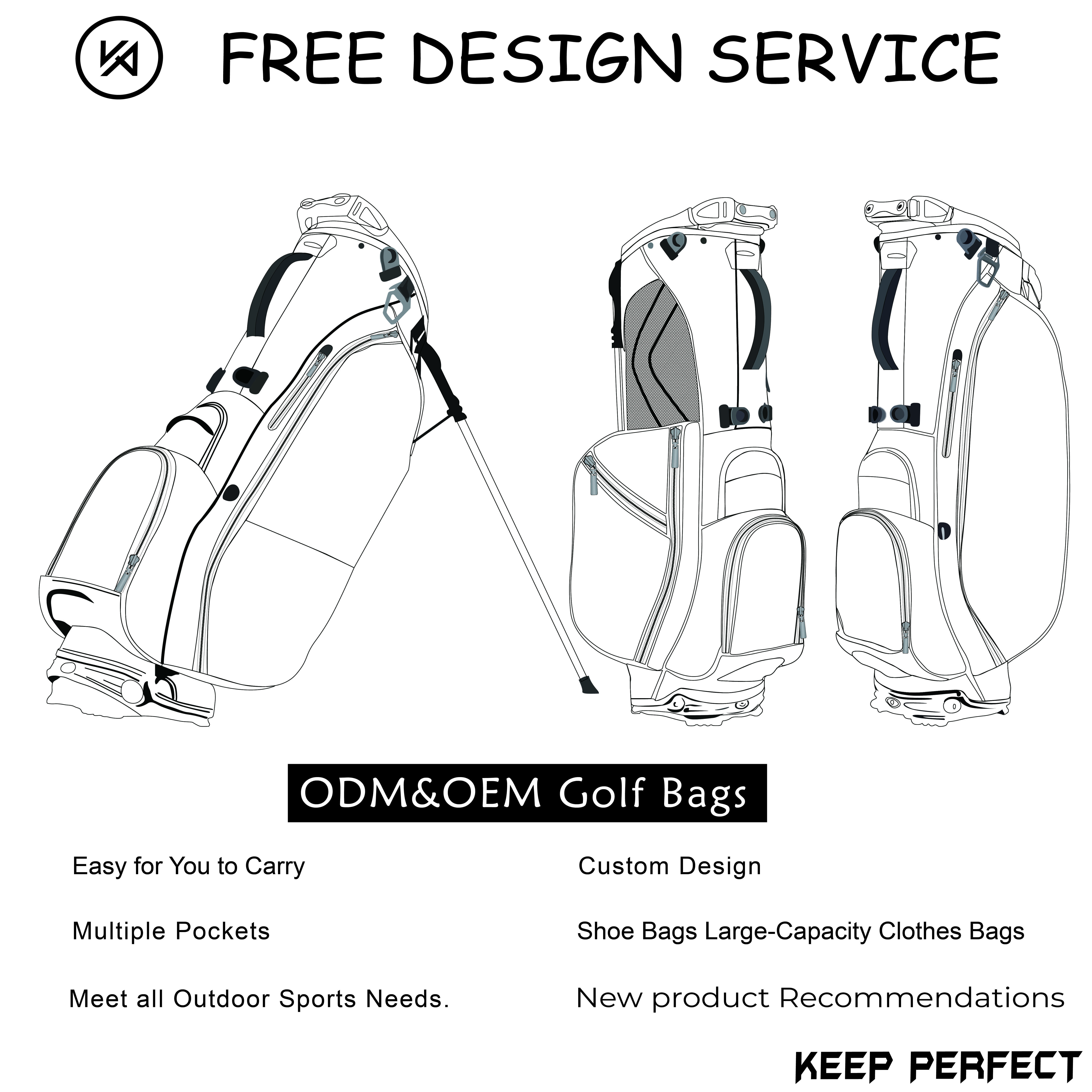 Manufacturer Personalized Custom Logo Professional Waterproof Lightweight Durable 6 Way PU Leather Hybrid Golf Stand Bag for Men