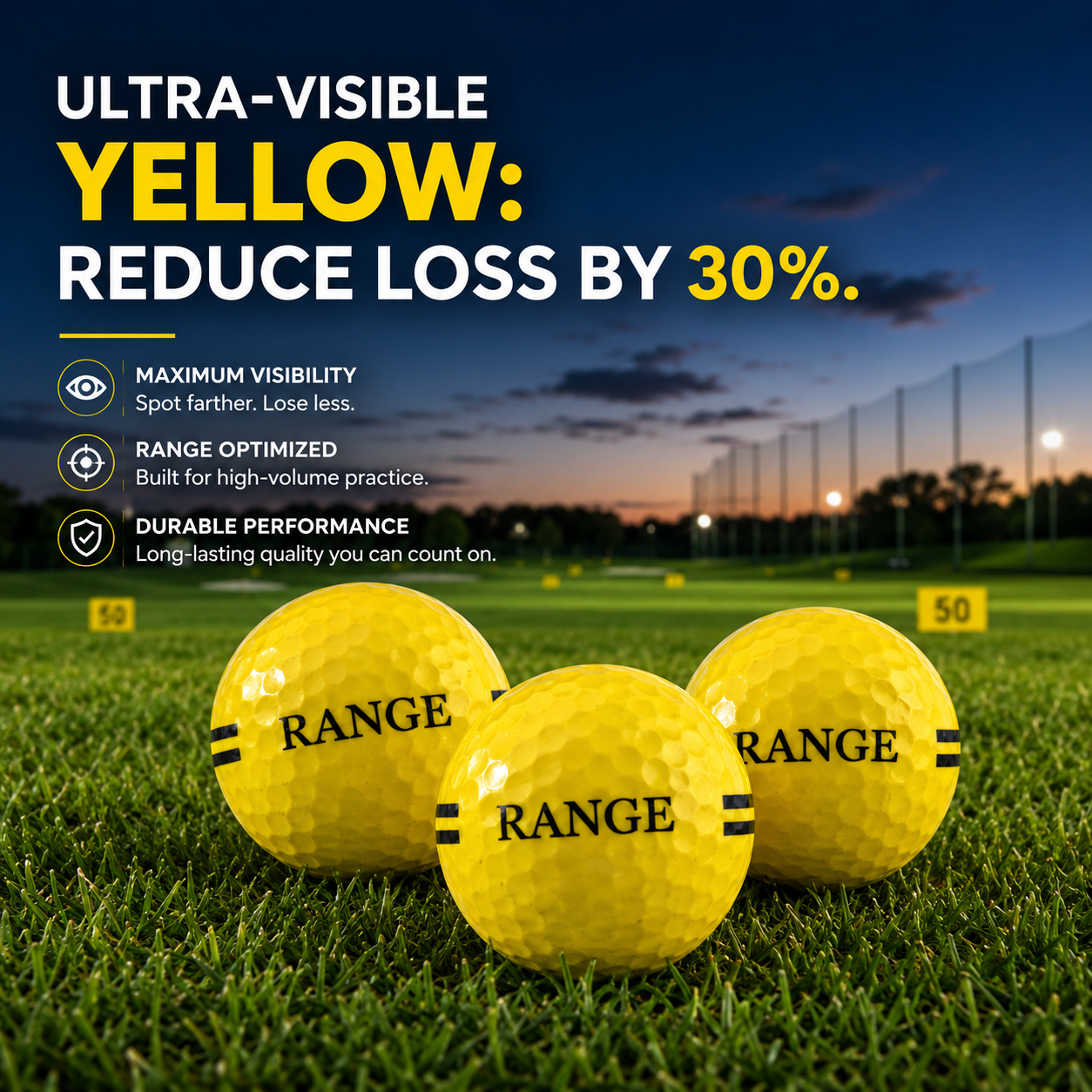 Long-Lasting Two-Piece Golf Range Balls High Durability for Indoor Simulator &amp; Outdoor Practice