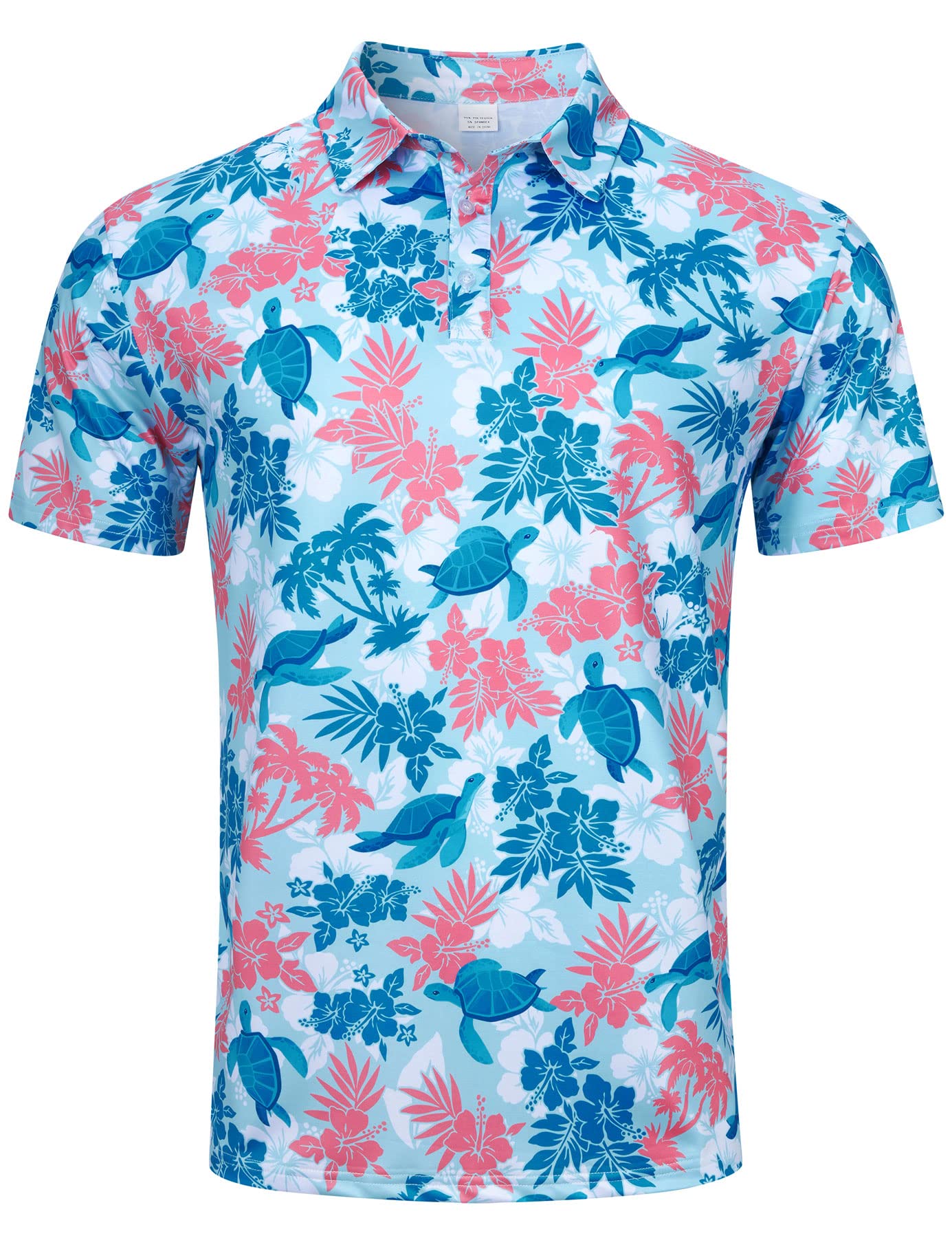 Custom logo Digital Graphic Floral Printing Sustainable Men Apparel Clothing Manufacturer Golf Wear Make Custom Polo Shirt