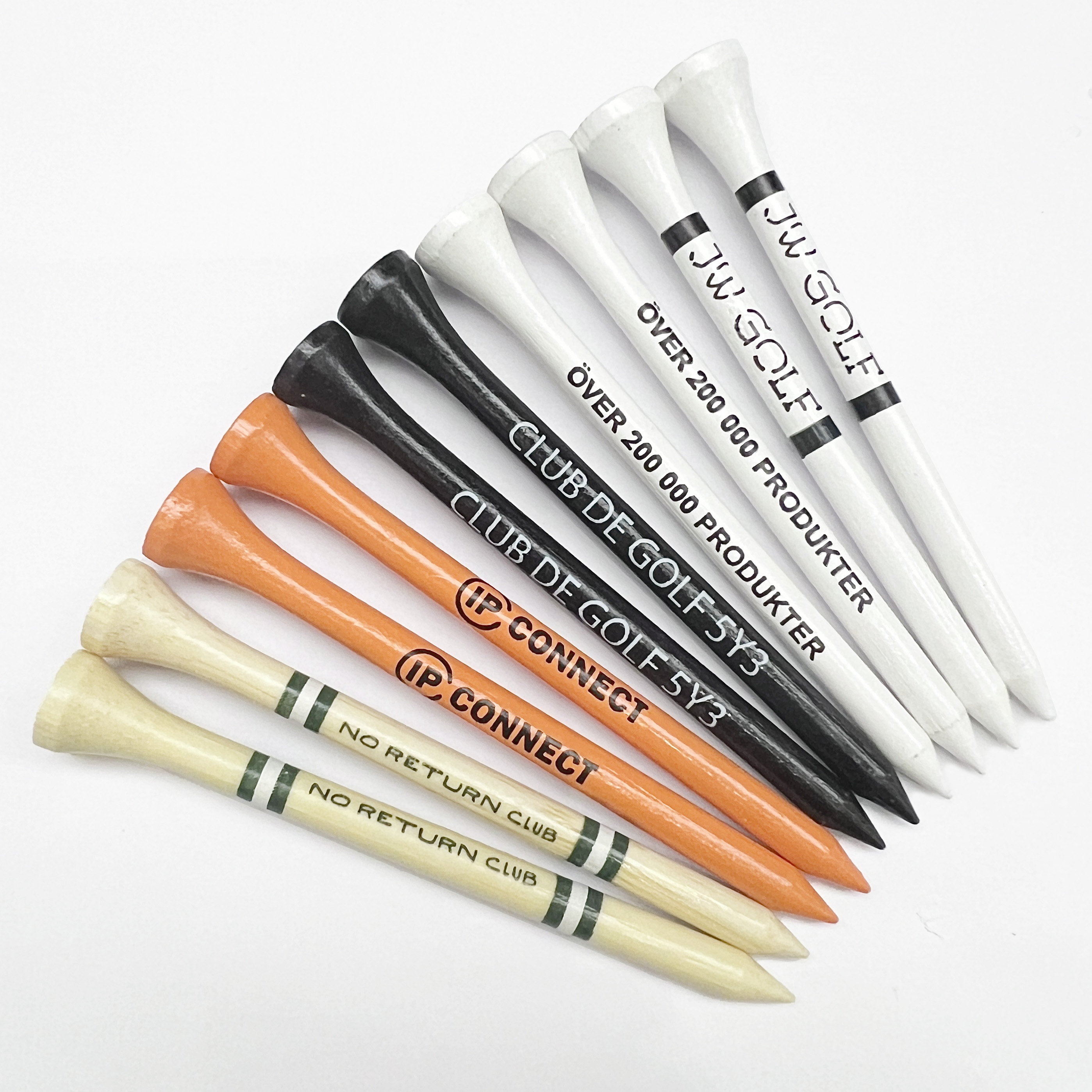Factory Custom Bamboo Golf Tees With Wooden Logo 83/70/54mm Sizes Durable 83mm Length Color Stripes