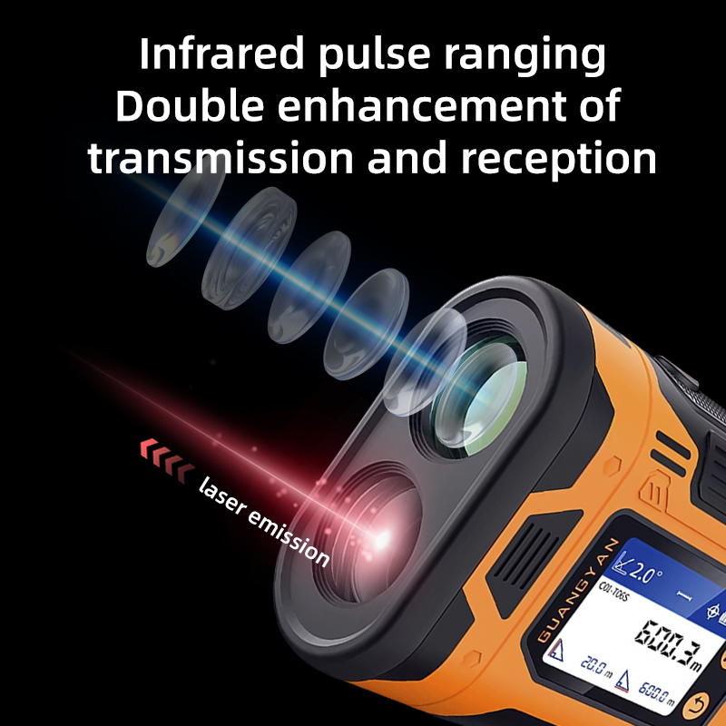 GuangYan Golf Slope Laser Rangefinder Orange ABS 600 Yards LCD 6X Magnification IP65 Protection 0.1M Accuracy Lithium Battery